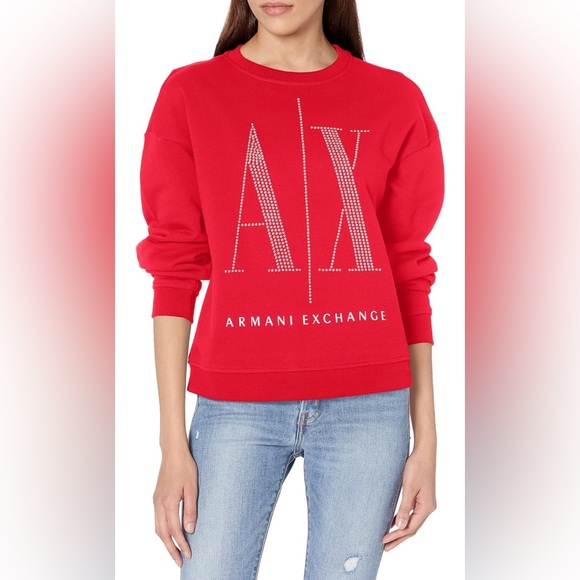 Armani Exchange Res Big Logo Studs Sweatshirt - Picture 1 of 3